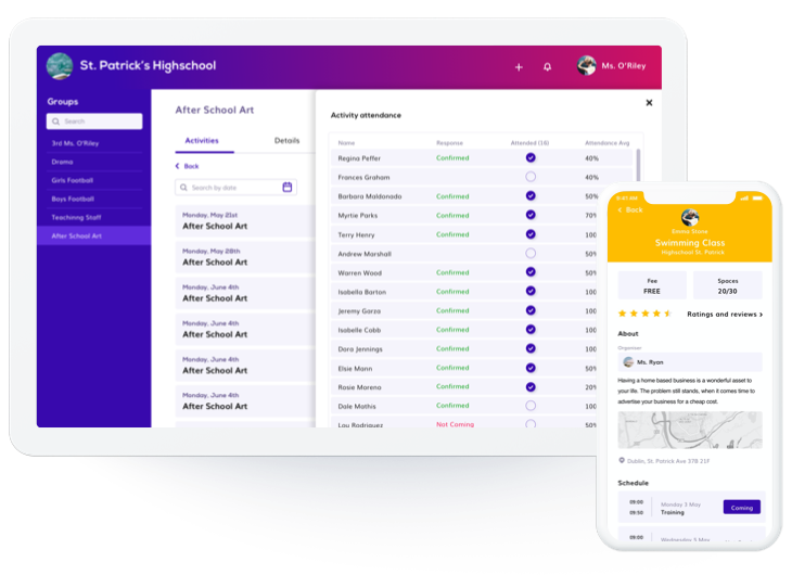 classrep schools activity attendance rate