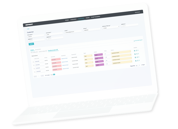 impact customer orders listing